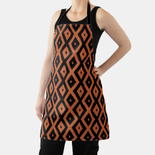 Orange and black diamond pattern apron