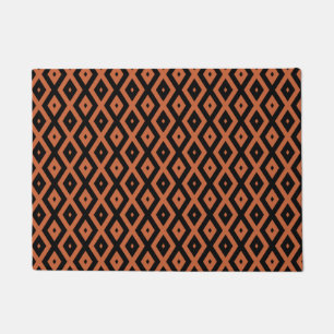 Orange and black diamond pattern doormat