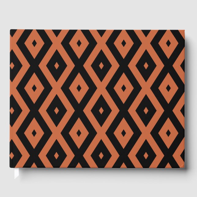 Orange and black diamond pattern guest book (Front)