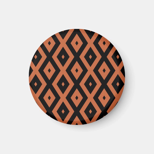 Orange and black diamond pattern magnet (Front)