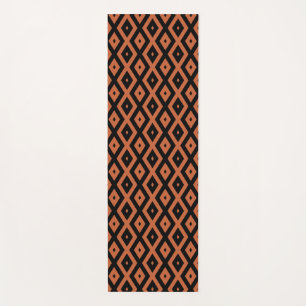 Orange and black diamond pattern yoga mat