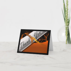 Orange and Black Diploma Thank You Card