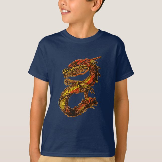 Orange and Black Dragon Art T-Shirt (Front)
