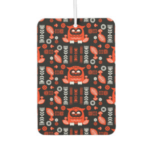 Orange And Black Folk Art Nordic Owl Car Air Freshener