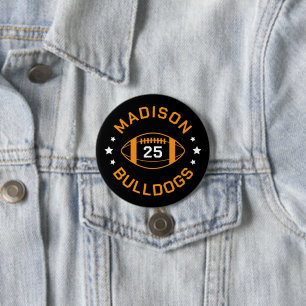 Orange and Black Football Player Jersey Number 7.5 Cm Round Badge