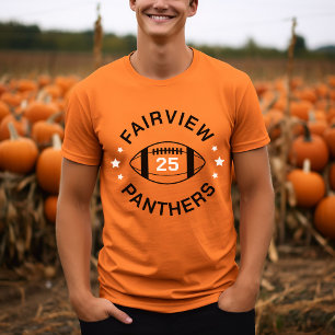 Orange and Black Football Player Jersey Number T-Shirt