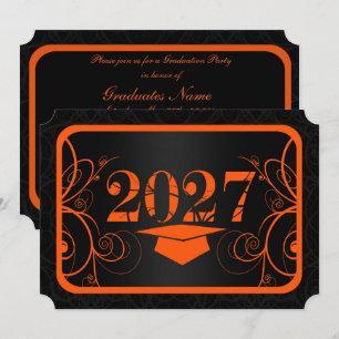 Orange and Black Frame Graduation Party Invitation