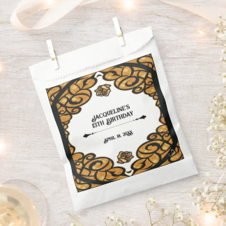 Orange and Black Gated Rose Princess Birthday Favour Bags