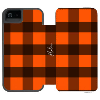 Orange and Black Gingham Incipio Watson™ iPhone 5 Wallet Case
