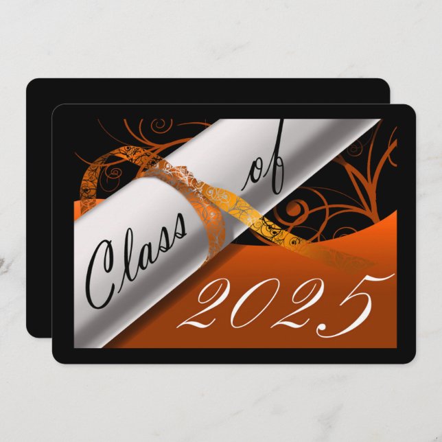 Orange and Black Graduation Party Invitation (Front/Back)