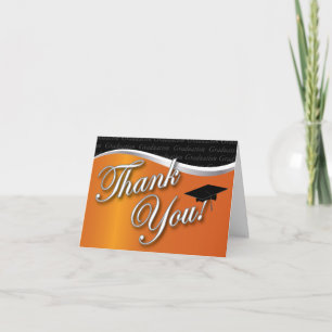 Orange and Black Graduation Thank You Card