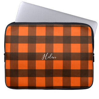 Orange and Black Guingham Laptop Sleeve