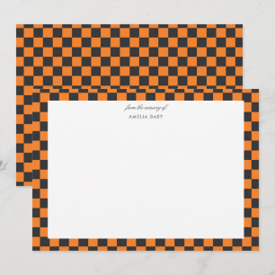 Orange and black halloween Baby shower notecard
