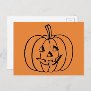 Orange and Black Halloween Jack-O-Lantern Pumpkin Postcard