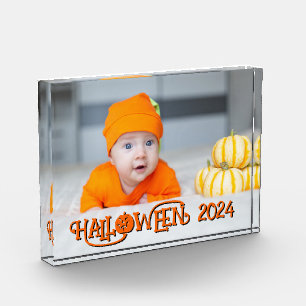 Orange and Black Happy Halloween Photo Block