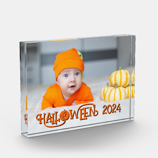 Orange and Black Happy Halloween Photo Block (Left)