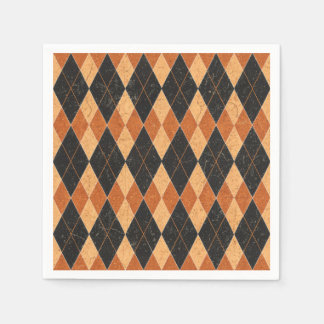 Orange and Black Harlequin Vintage Halloween Napkin
