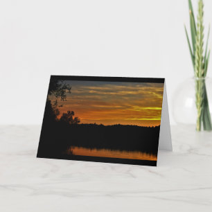 Orange and Black Harvest Lake Sunset Card