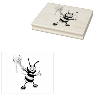 Orange and black honey bee rubber stamp