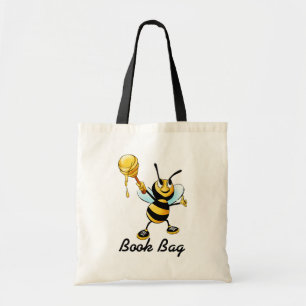 Orange and black honey bee tote bag