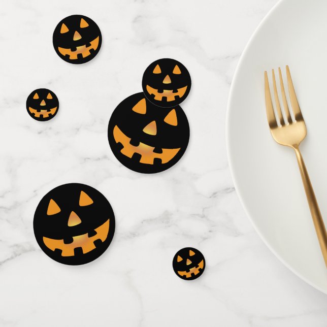 orange and black jack o' lantern face confetti (Group)