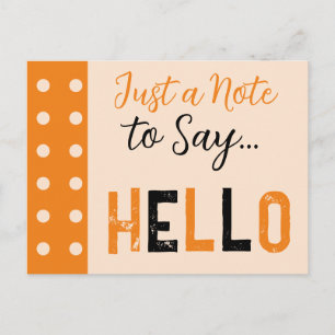 Orange and black just a note to say hello postcard
