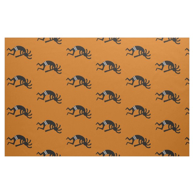 Orange And Black Kokopelli Pattern Southwest Fabric (Fat Quarter)