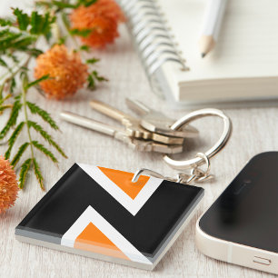 Orange And Black Letter N Keychain