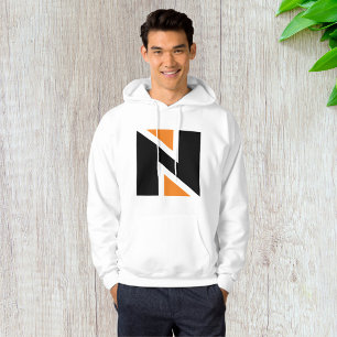 Orange And Black Letter N Mens Hoodie