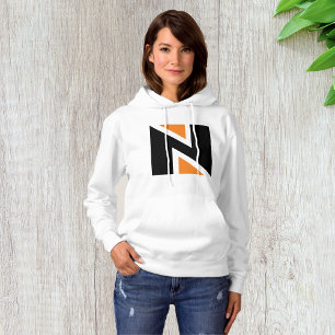 Orange And Black Letter N Womens Hoodie