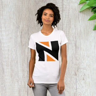 Orange And Black Letter N Womens T-Shirt