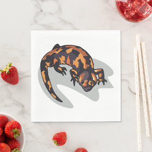 Orange And Black Lizard Napkins