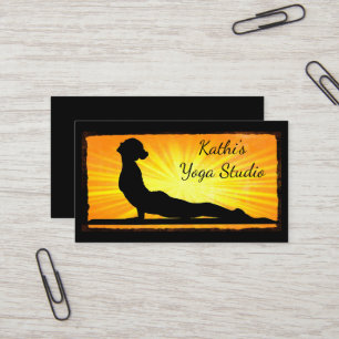 Orange and Black Mediation Yoga Business Cards