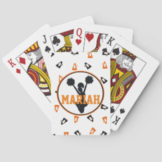 Orange and Black Megaphones Cheer Personalised Playing Cards