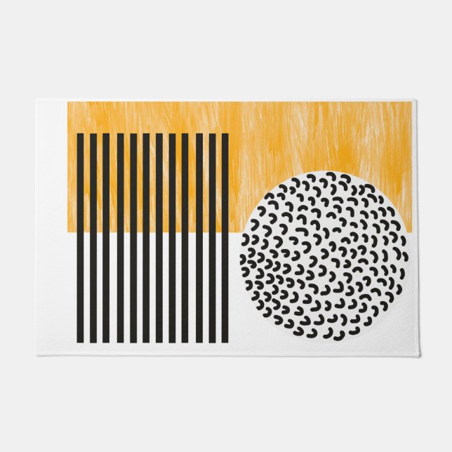 Orange and Black Mid Century Modern Art  Doormat (Front)