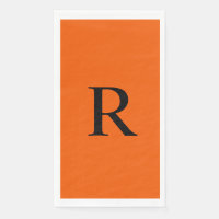 Orange and Black Monogram Paper Guest Towel