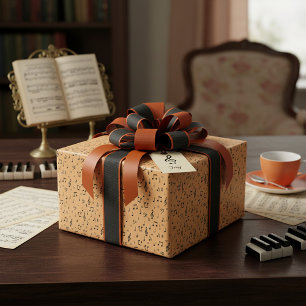 Orange and Black Musical Wrapping Paper