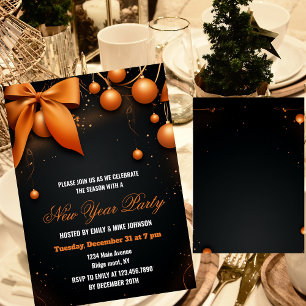 Orange and Black new year Holiday Party 2026 Invitation