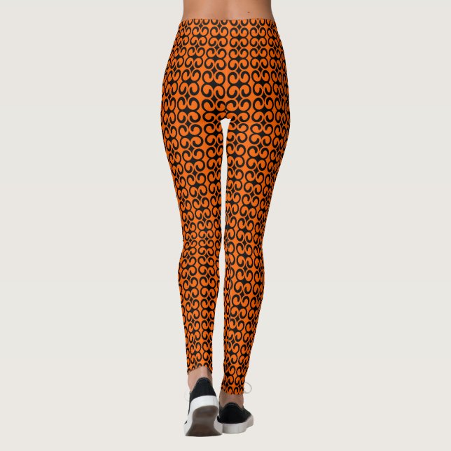Orange and Black Pattern Leggings (Back)