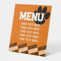Orange and Black Pawprint Graduation Menu Party