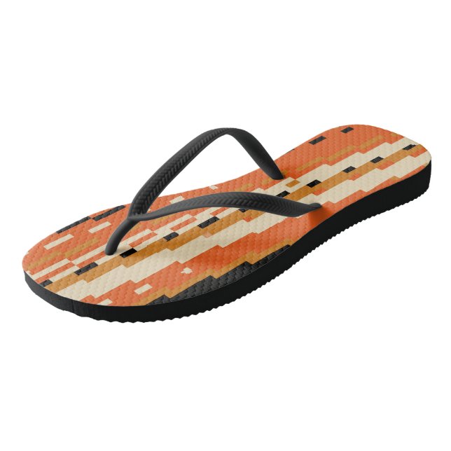 orange and black pixels jandals (Angled)