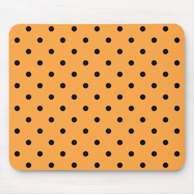 Orange and Black Polka Dot Pattern. Mouse Pad (Front)