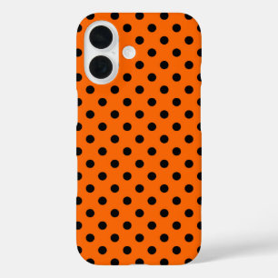 Orange and Black Polka Dots iPhone 16 Case