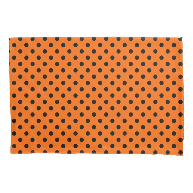 Orange and Black Polka Dots Pillowcase (Front)