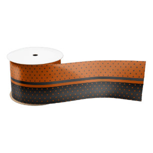 Orange and Black Polka Dots Satin Ribbon