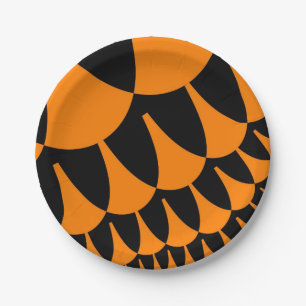 Orange and Black Scales Paper Plate