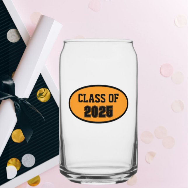 Orange and Black School Colours Class Year Can Glass (In Situ (Graduation))