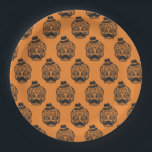 Orange and Black Skull Halloween party Paper Plate<br><div class="desc">Cool Black and orange Halloween party paper plates.
Fun party supplies,  decorations and disposable accessories for costume party,  halloween,  scary,  fright,  frightening,  trick or treat,  night gathering,  bbq,  dinner,  birthday,  wedding.

Available in small and large. Change the quantity to get the cheapest bulk price.</div>