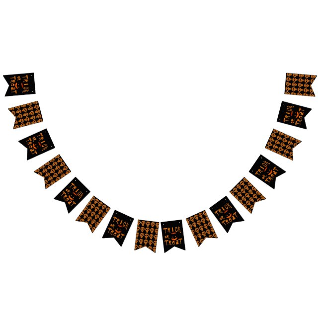 Orange and Black Skulls and Pumpkins Halloween Bunting (All)