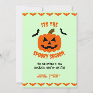 Orange and Black Spooky Halloween,Halloween Party  Invitation